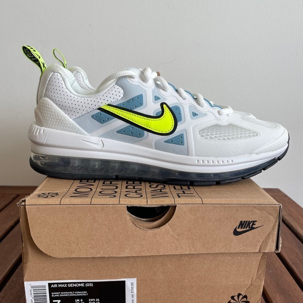 Nike Air Max Genome(GS) WHITE BLUE YELLOW Women 8.5/Big Kid 7Y(CZ4652-101) - Picture 8 of 13